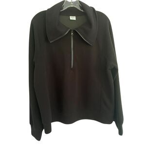 XIEERDUO 1/4 Zip Collared  Long Sleeve Black Sweatshirt Sz Xl